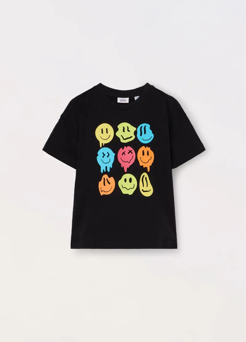 T-shirt In Jersey Di Puro Cotone Bambino, Nero