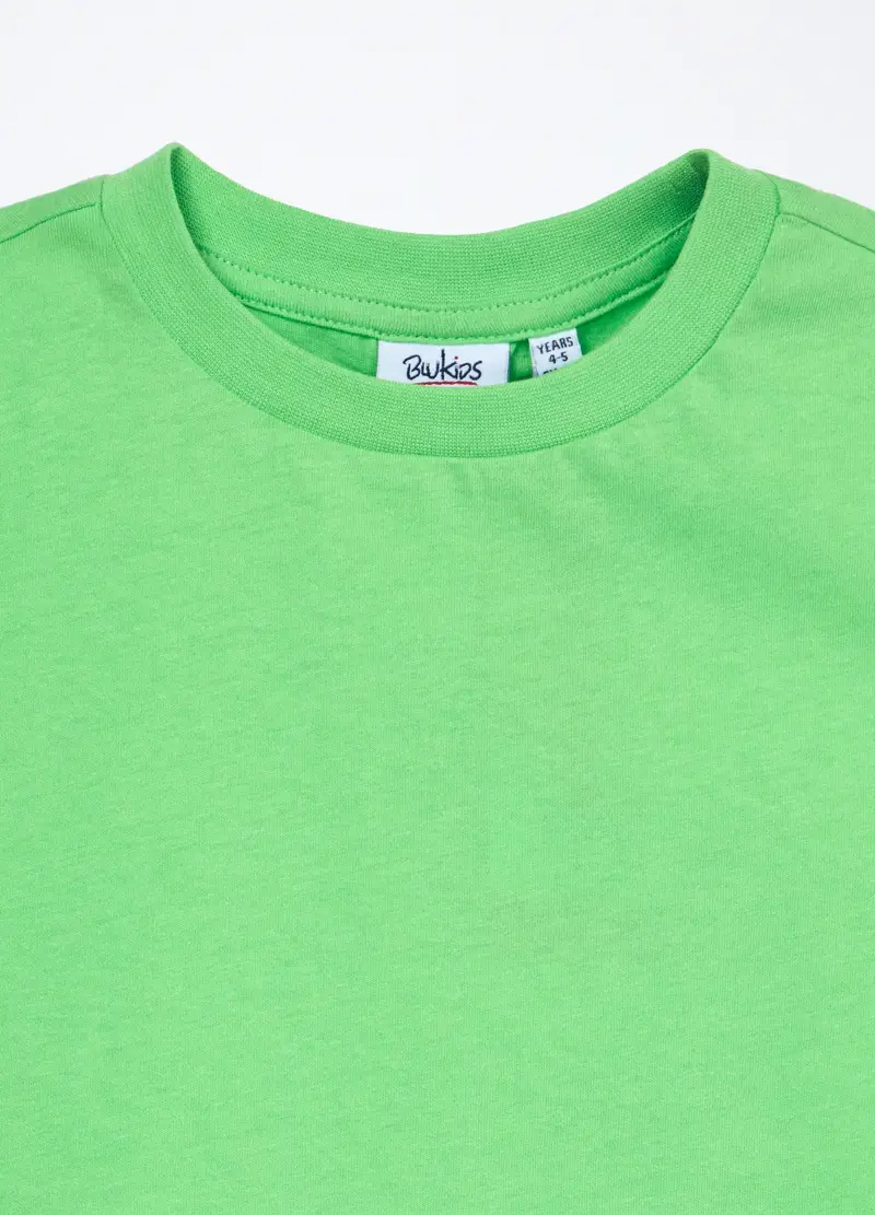 Blukids, T-shirt In Jersey Di Puro Cotone Bambino, Verde lime, Taglia: 3-4 miniatura 2