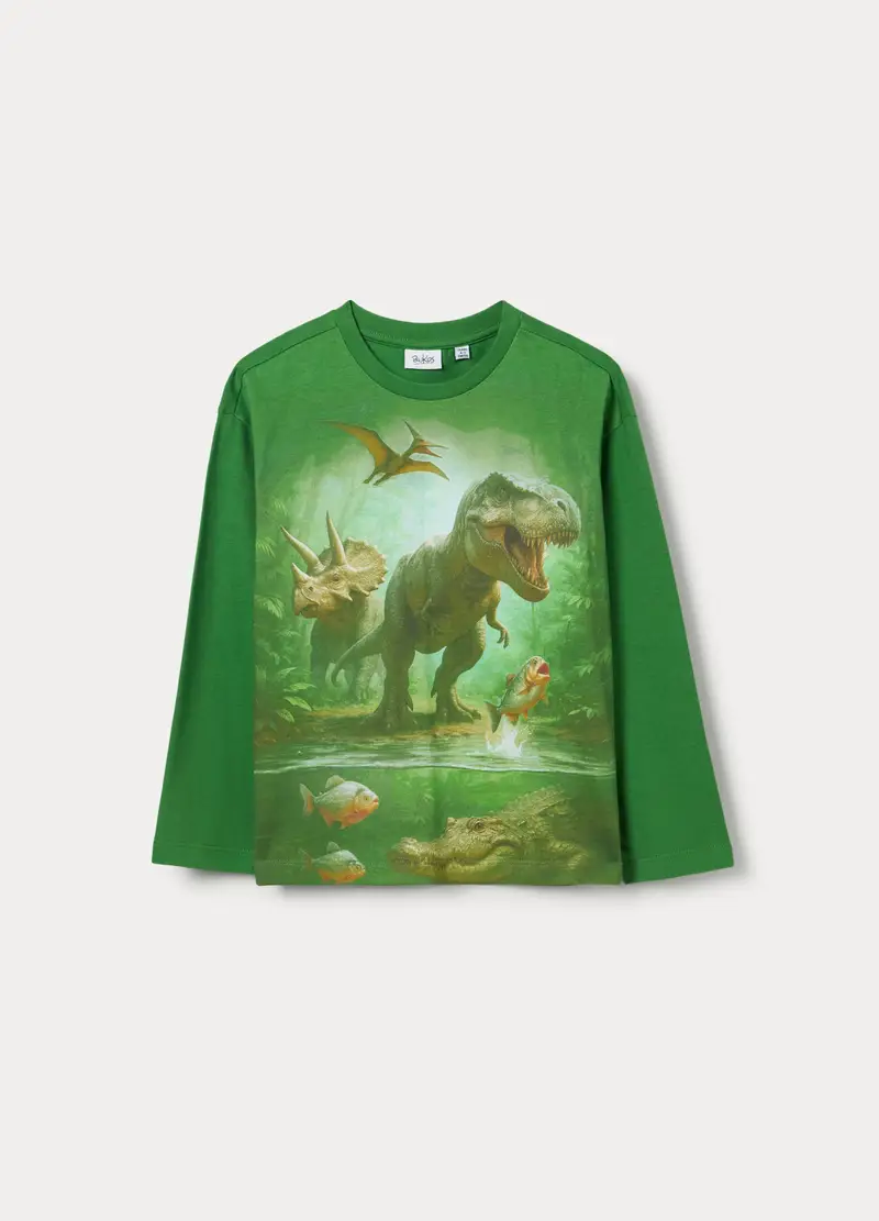 T-shirt In Jersey Di Puro Cotone Bambino, Verde menta