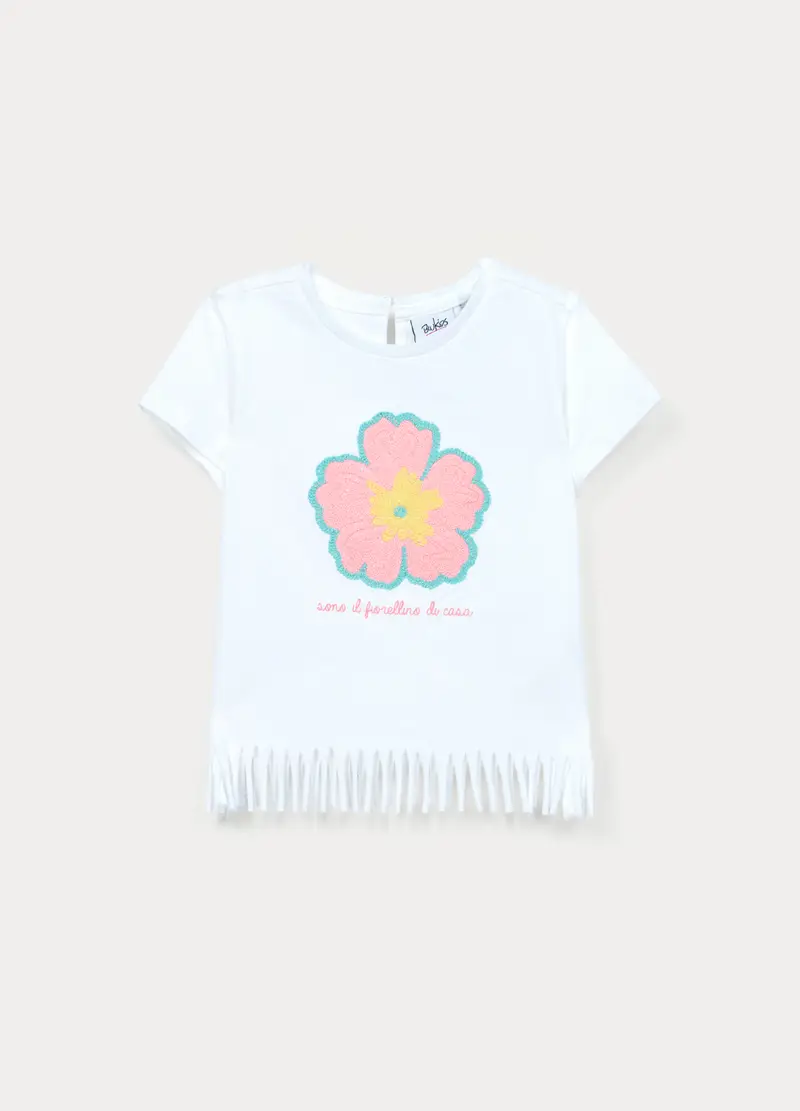 T-shirt In Jersey Di Puro Cotone Bimba, Bambina, Bianco gesso