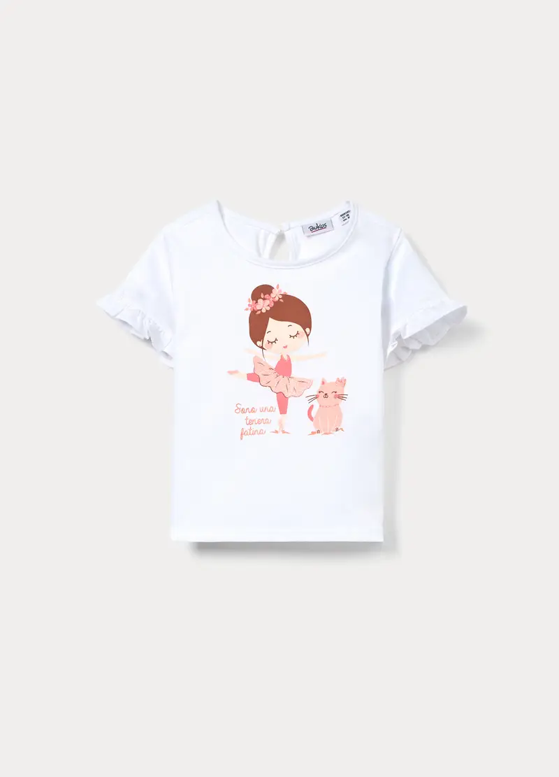 T-shirt In Jersey Di Puro Cotone Bimba, Bambina, Bianco gesso