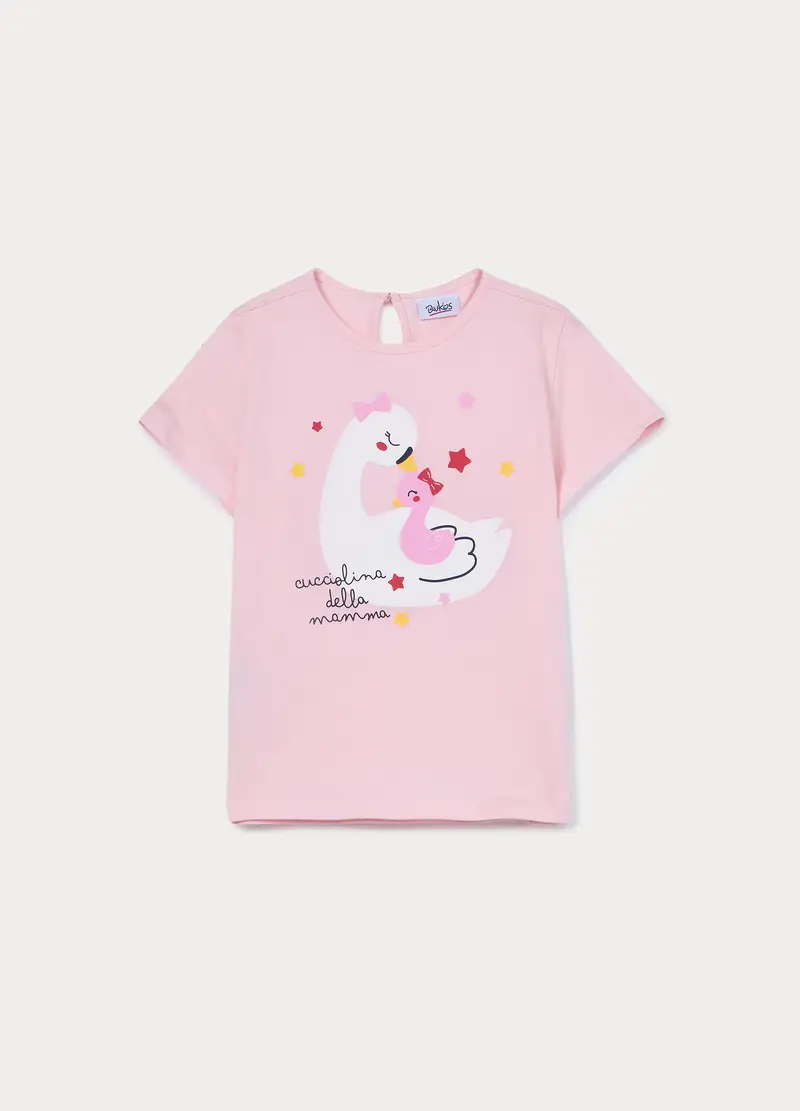 T-shirt In Jersey Di Puro Cotone Bimba, Bambina, Rosa chiaro