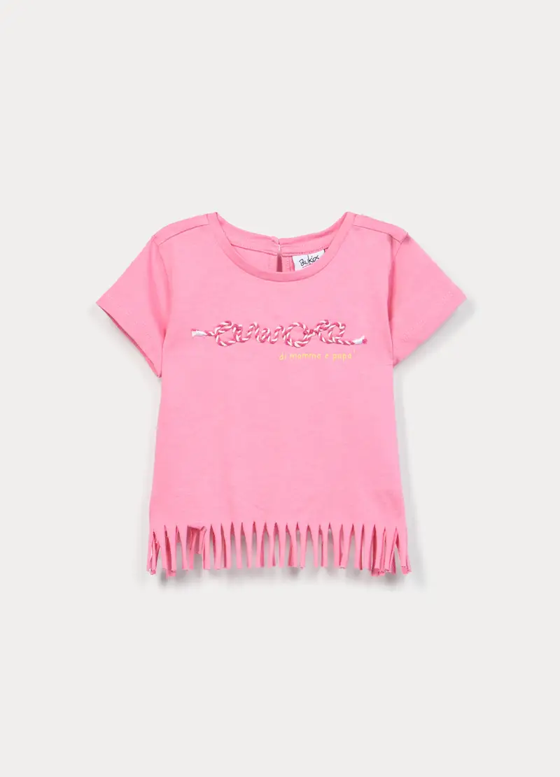T-shirt In Jersey Di Puro Cotone Bimba, Bambina, Rosa pastello