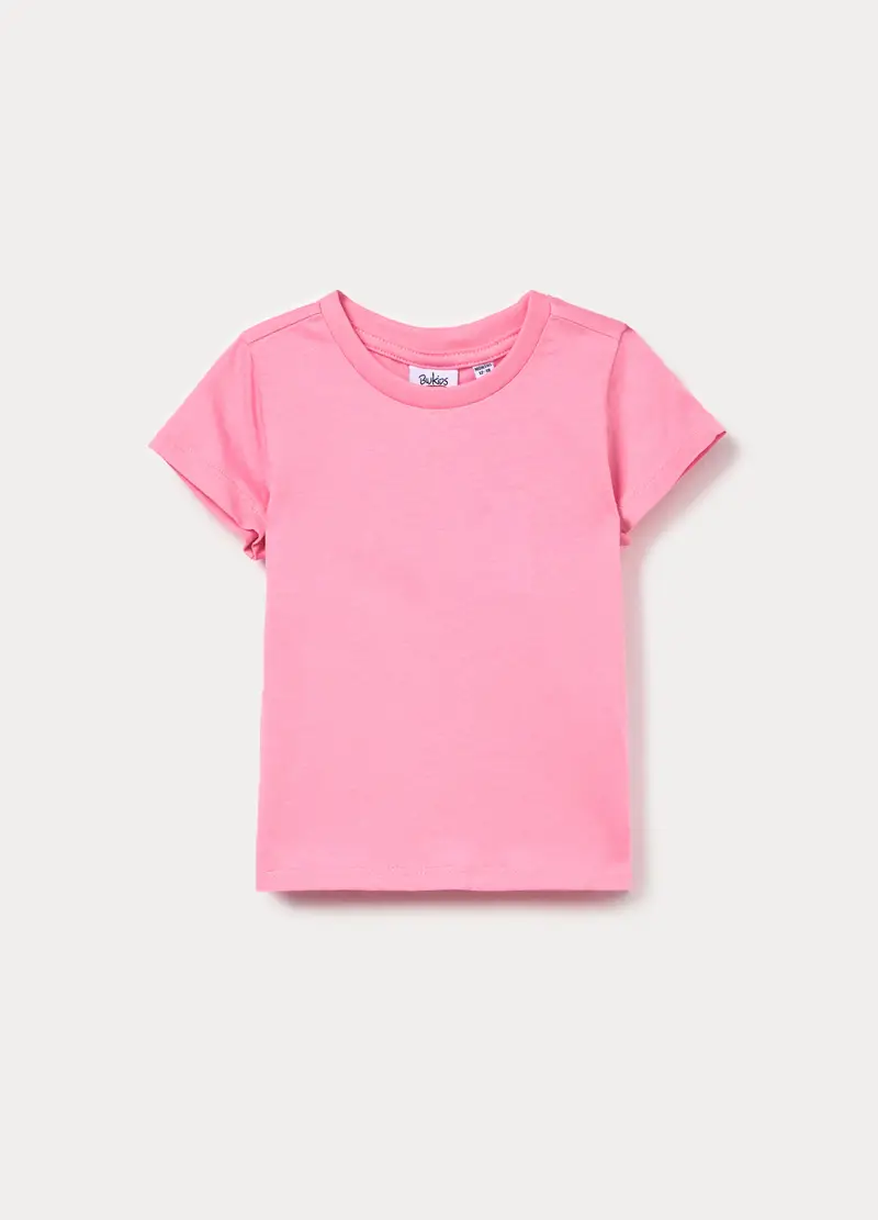 T-shirt In Jersey Di Puro Cotone Bimba, Bambina, Rosa pastello