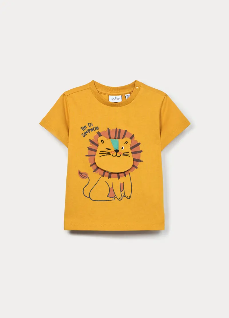 T-shirt In Jersey Di Puro Cotone Bimbo, Bambino, Arancione papaya