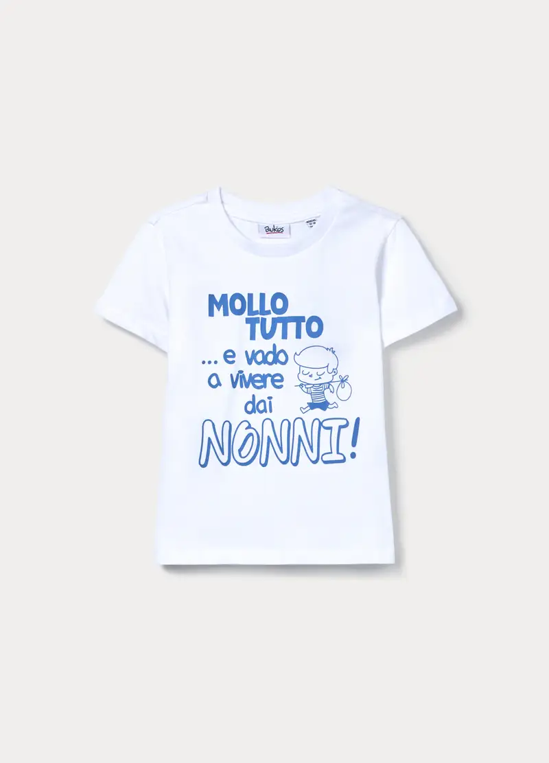 T-shirt In Jersey Di Puro Cotone Bimbo, Bambino, Bianco gesso