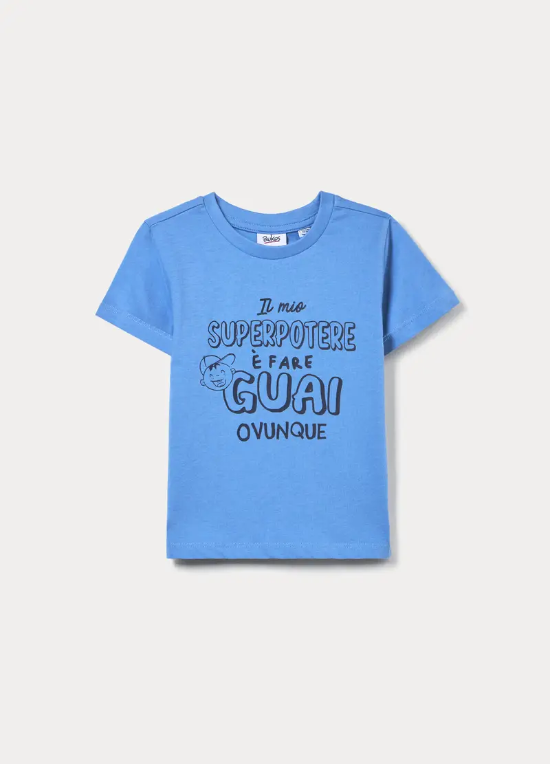 T-shirt In Jersey Di Puro Cotone Bimbo, Bambino, Blu chiaro