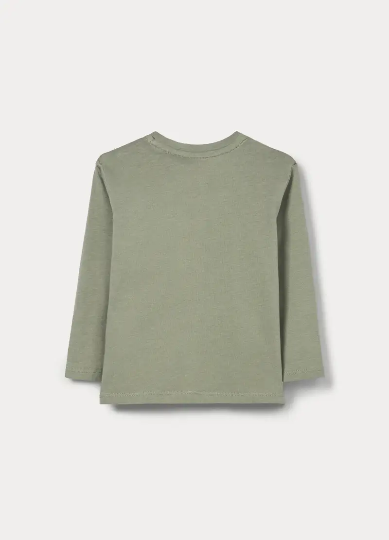 T-shirt In Jersey Di Puro Cotone Bimbo, Bambino, Verde oliva miniatura 2