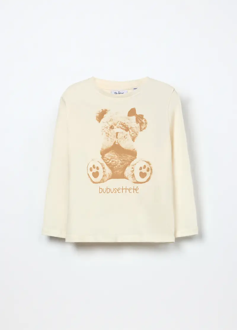 T-shirt In Jersey Di Puro Cotone Neonata, Bambina, Bianco avorio