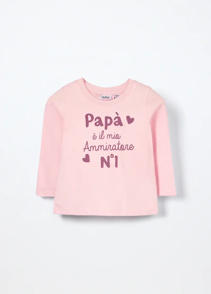 T-shirt In Jersey Di Puro Cotone Neonata, Bambina, Rosa pastello