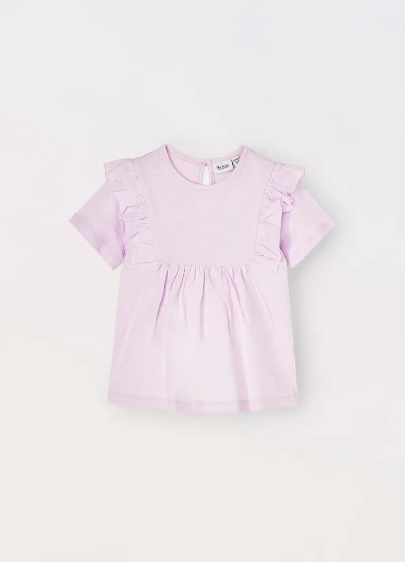 T-shirt In Jersey Di Puro Cotone Neonata, Bambina, Viola lilla