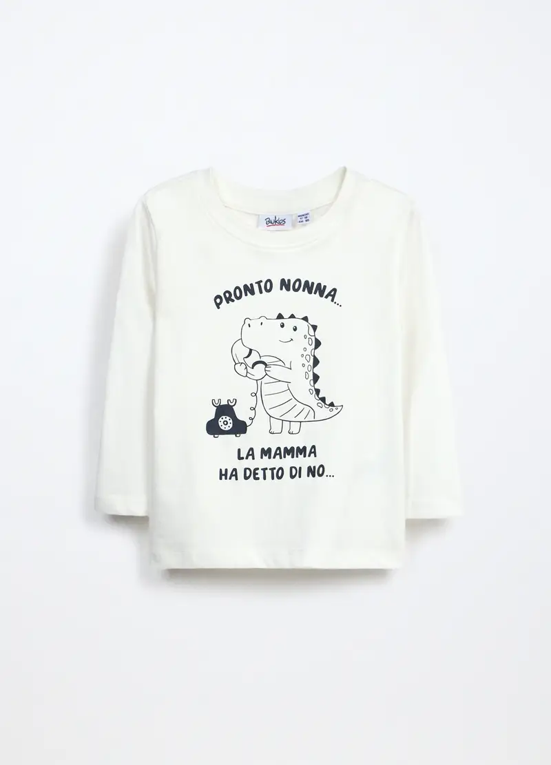 T-shirt In Jersey Di Puro Cotone Neonato, Bambino, Bianco panna