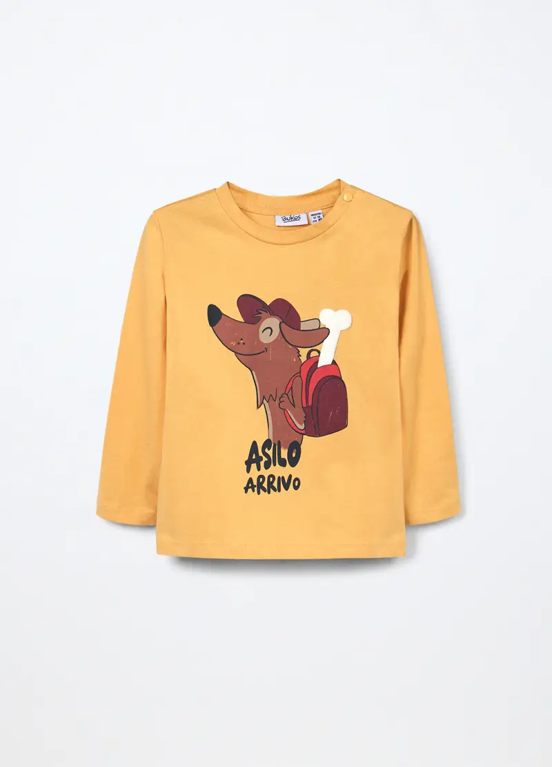 T-shirt In Jersey Di Puro Cotone Neonato, Bambino, Giallo Oro