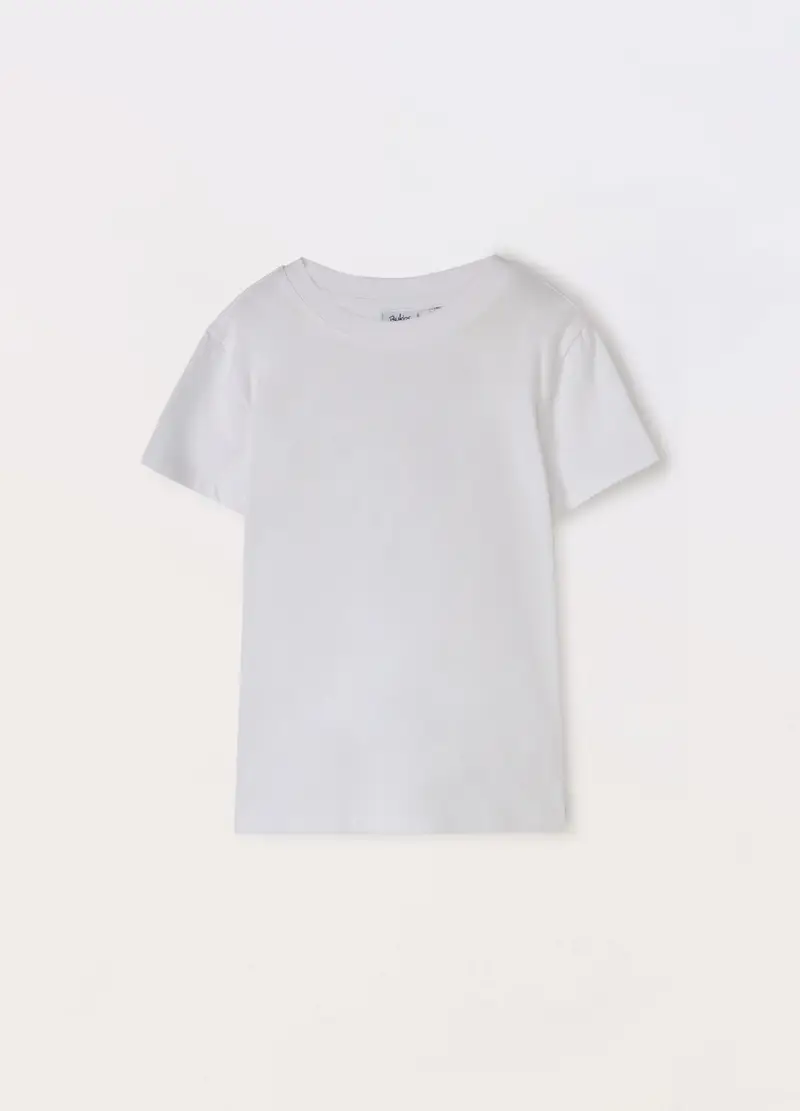 T-shirt In Jersey Di Puro Cotone Ragazza, Bambina, Bianco gesso