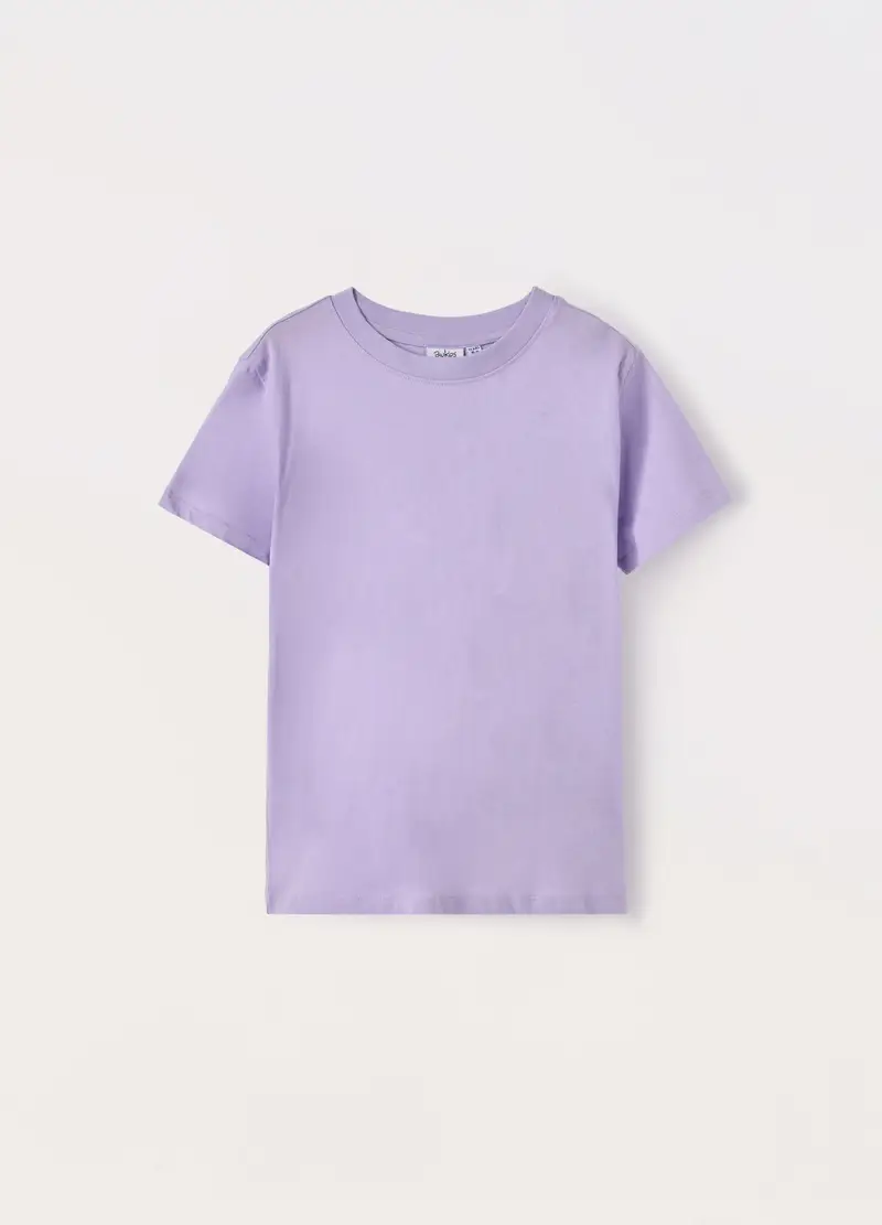 T-shirt In Jersey Di Puro Cotone Ragazza, Bambina, Viola lilla
