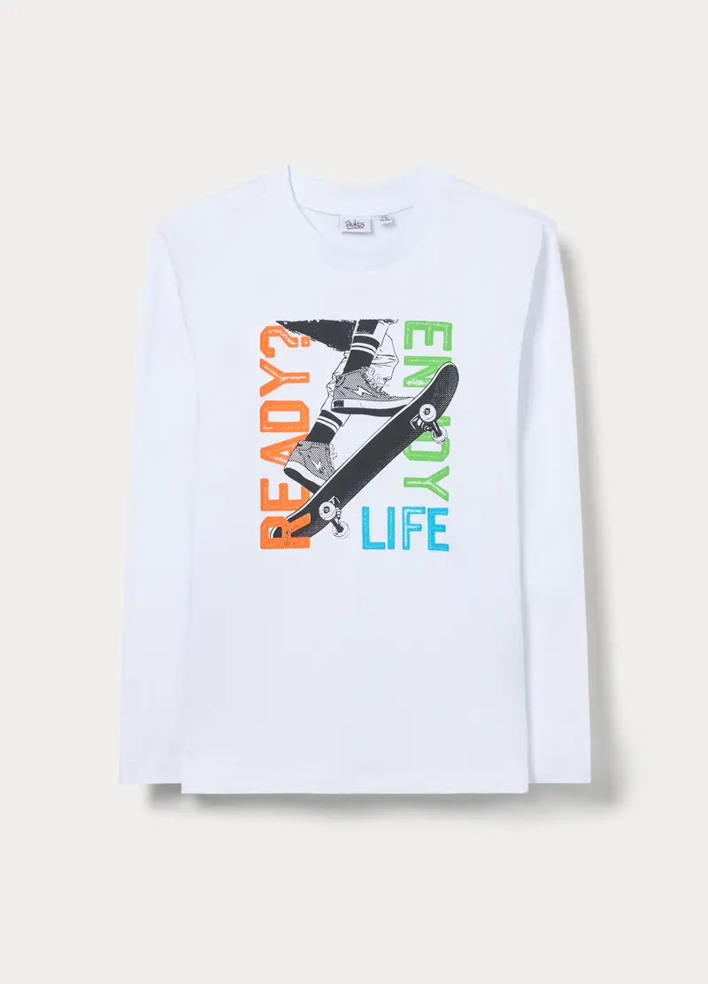 T-shirt In Jersey Di Puro Cotone Ragazzo, Bambino, Bianco