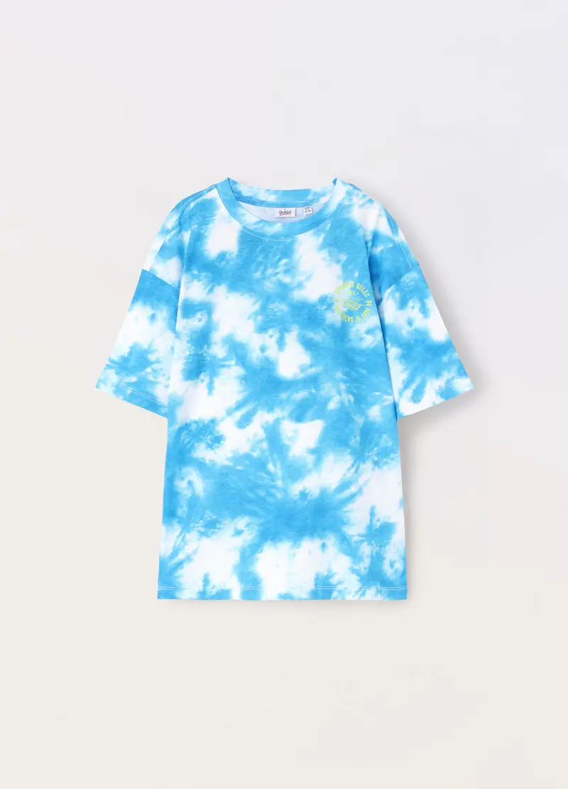 T-shirt In Jersey Di Puro Cotone Ragazzo, Bambino, Bianco/Azzurro