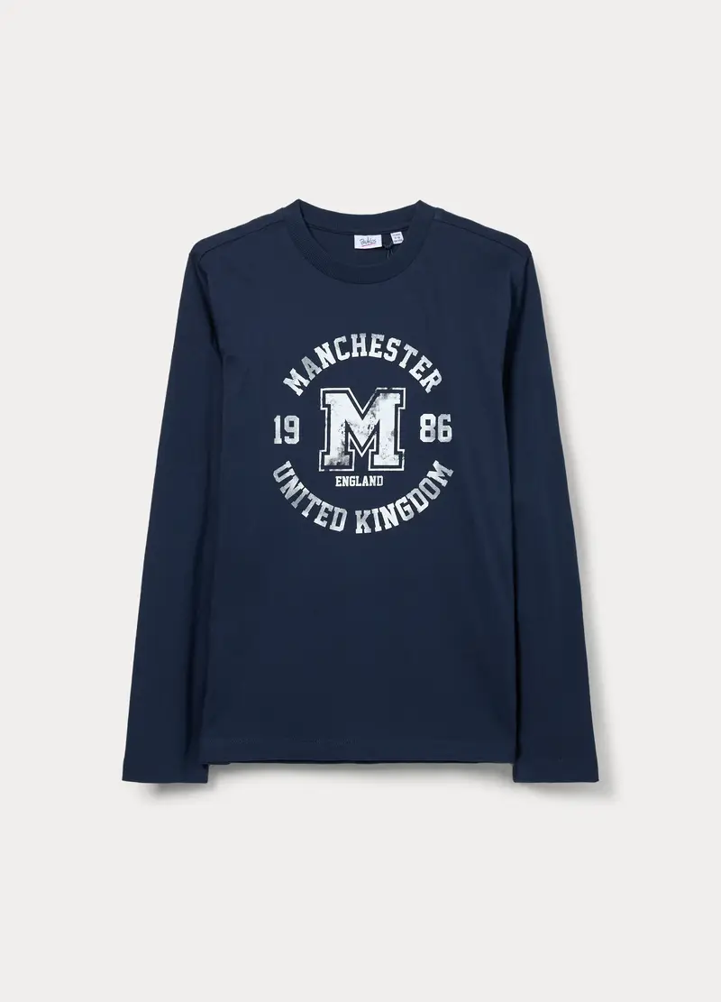 T-shirt In Jersey Di Puro Cotone Ragazzo, Bambino, Blu Bluette