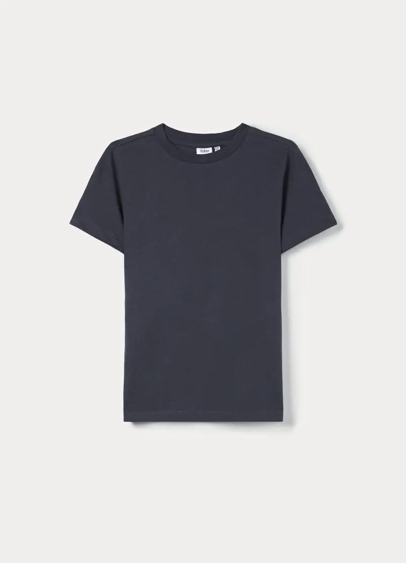 T-shirt In Jersey Di Puro Cotone Ragazzo, Bambino, Blu scuro