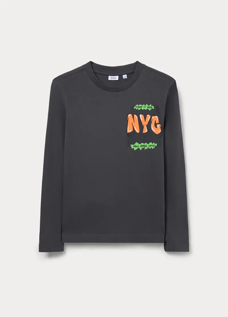 T-shirt In Jersey Di Puro Cotone Ragazzo, Bambino, Grigio tortora