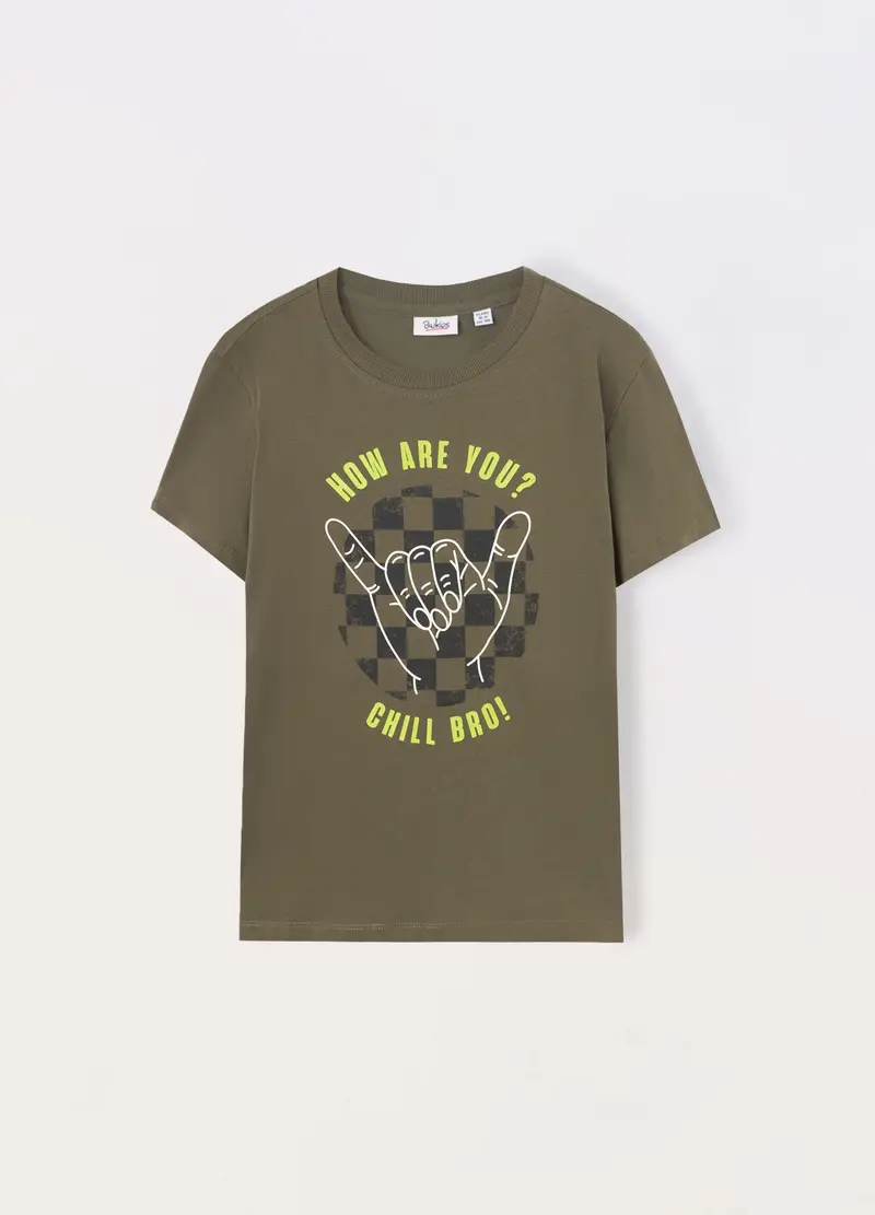 Blukids, T-shirt In Jersey Di Puro Cotone Ragazzo, Bambino, Verde oliva, Taglia: 12-13