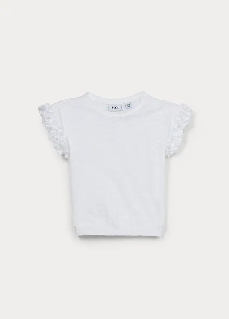 T-shirt In Jersey Slub Di Puro Cotone Bimba, Bambina, Bianco gesso