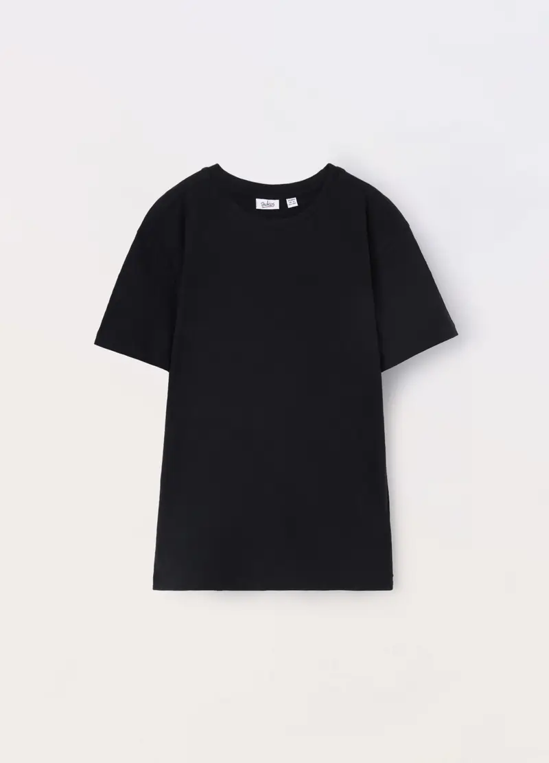 T-shirt In Jersey Slub Di Puro Cotone Ragazzo, Bambino, Nero