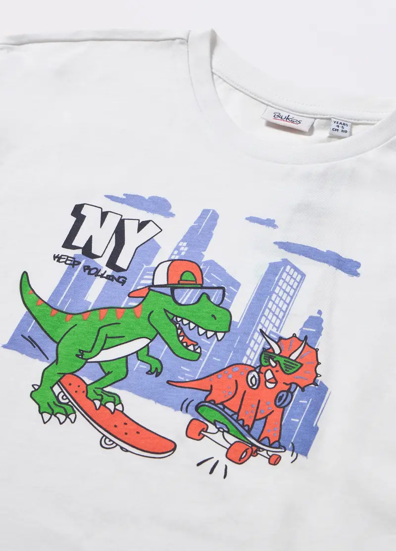 T-shirt In Puro Cotone Bambino, Bianco miniatura 2