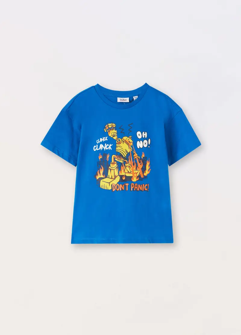 T-shirt In Puro Cotone Bambino, Blu elettrico