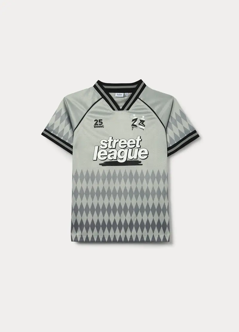 T-shirt In Tessuto Mesh Ragazzo, Bambino, Grigio chiaro