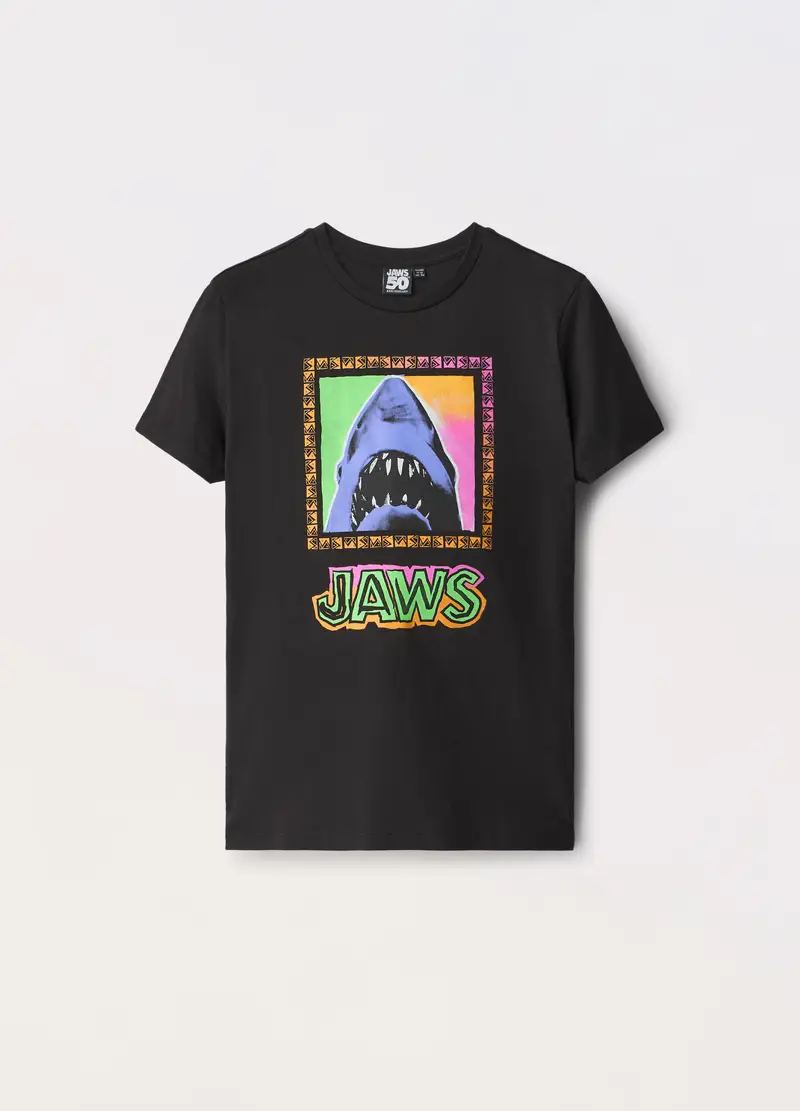T-shirt Jaws In Jersey Di Puro Cotone Ragazzo, Bambino, Nero