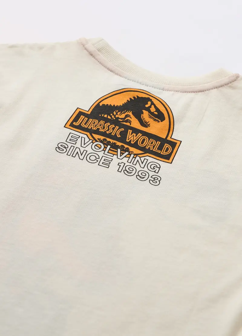 T-shirt Jurassic Park In Jersey Di Puro Cotone Bambino, Bianco lana miniatura 2