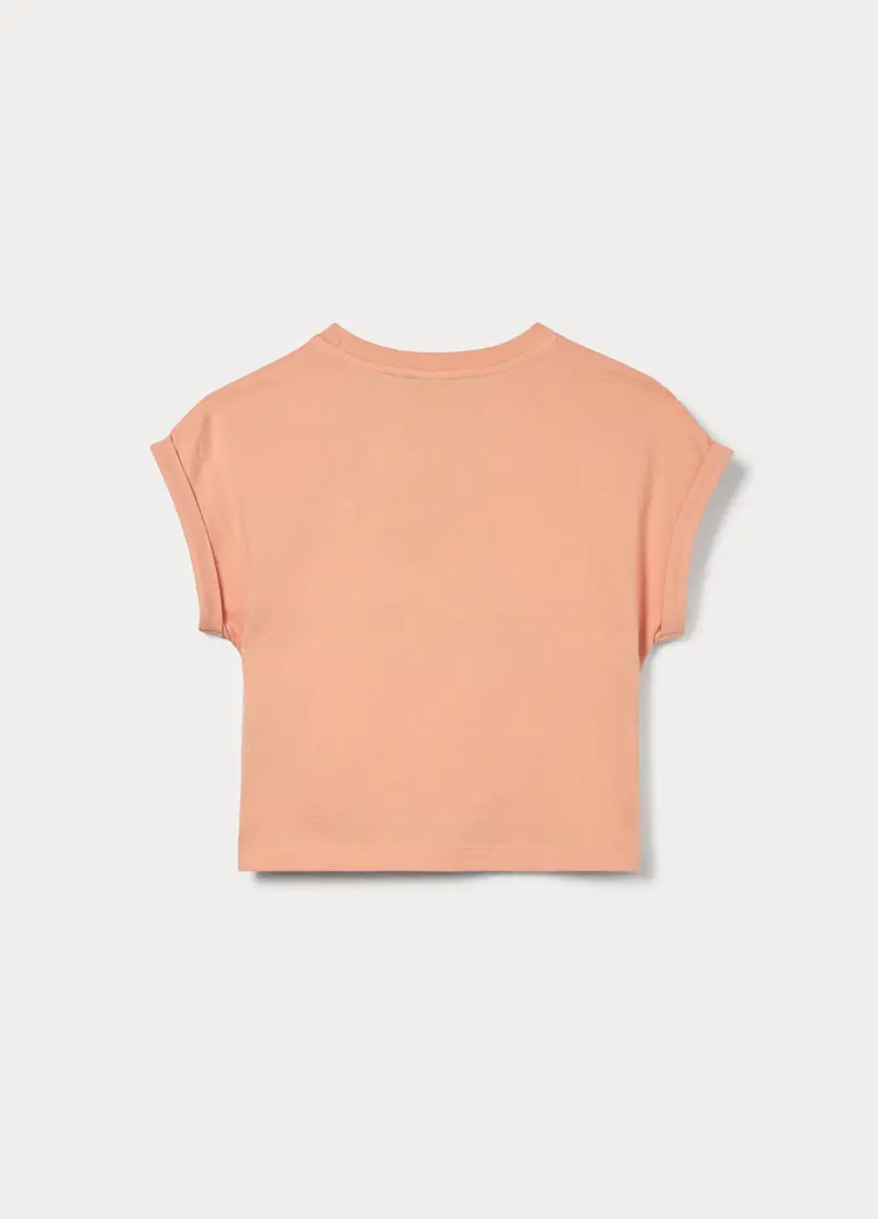 T-shirt Kimono In Jersey Di Puro Cotone Ragazza, Bambina, Arancione pesca miniatura 2