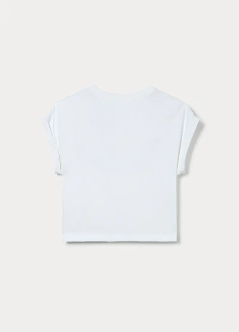 T-shirt Kimono In Jersey Di Puro Cotone Ragazza, Bambina, Bianco gesso miniatura 2