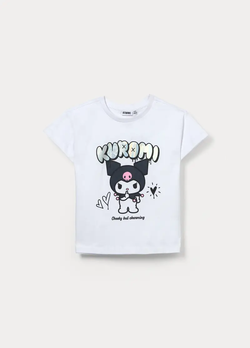 T-shirt Kuromi In Jersey Di Puro Cotone Ragazza, Bambina, Bianco