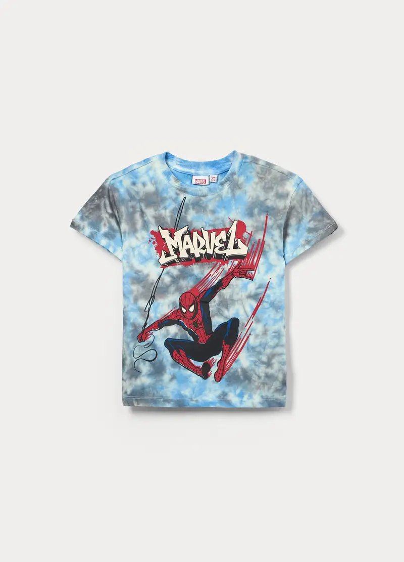 T-shirt Marvel In Jersey Di Puro Cotone Bambino, Azzurro chiaro