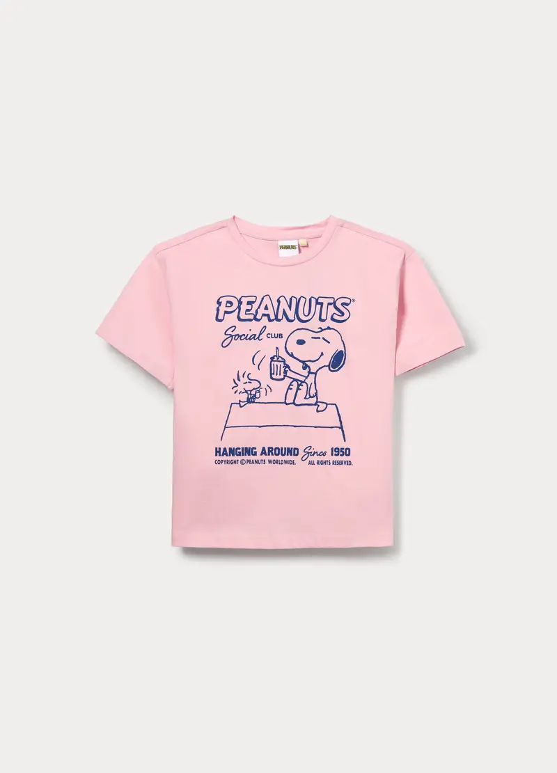 T-shirt Peanuts In Jersey Di Puro Cotone Ragazza, Bambina, Rosa pastello