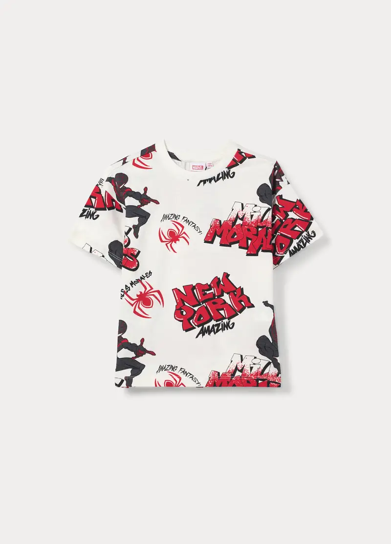 T-shirt Spider-man Girocollo In Jersey Bambino, Bianco