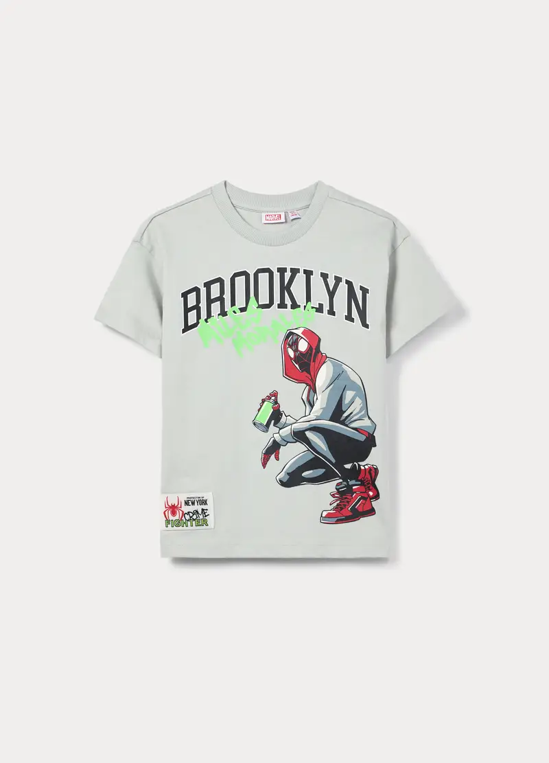 T-shirt Spider-man Girocollo In Jersey Bambino, Bianco gesso