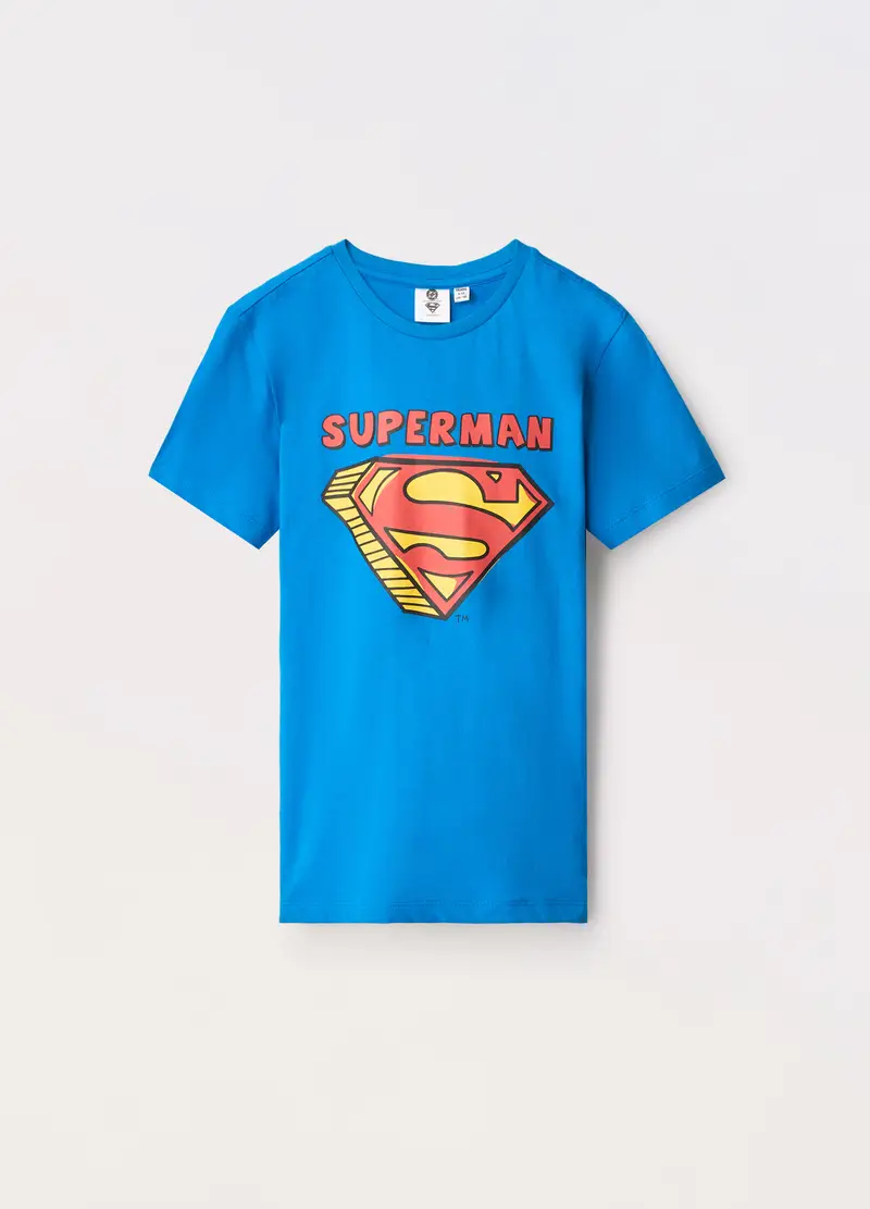 T-shirt Superman In Jersey Di Puro Cotone Ragazzo, Bambino, Blu elettrico