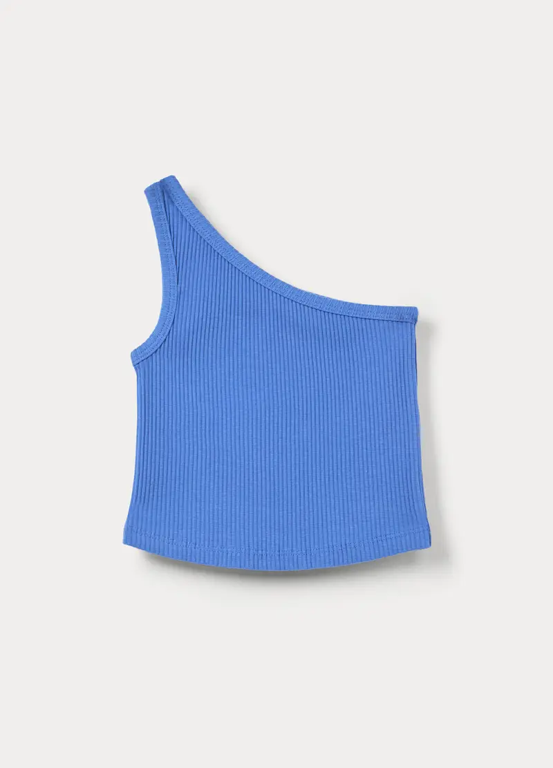 Top In Costina Di Cotone Stretch Bambina, Blu elettrico