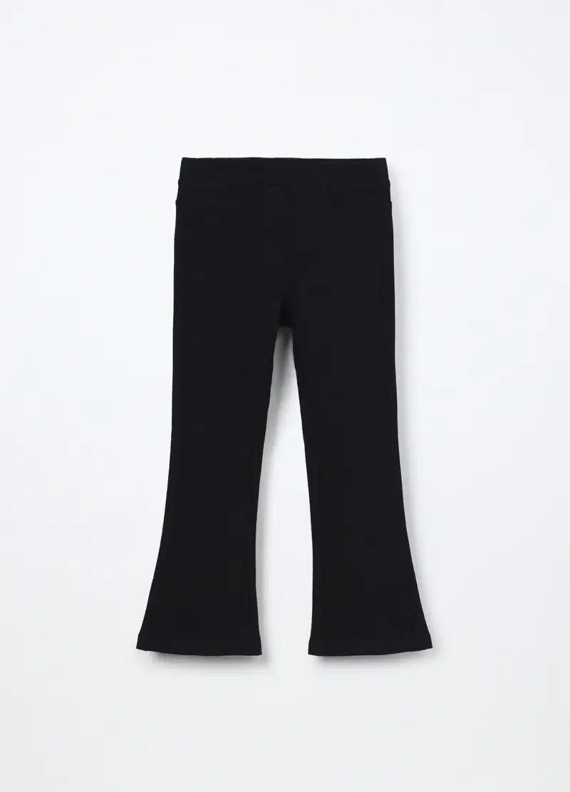 Treggings Flare Fit In Cotone Stretch Bambina, Nero