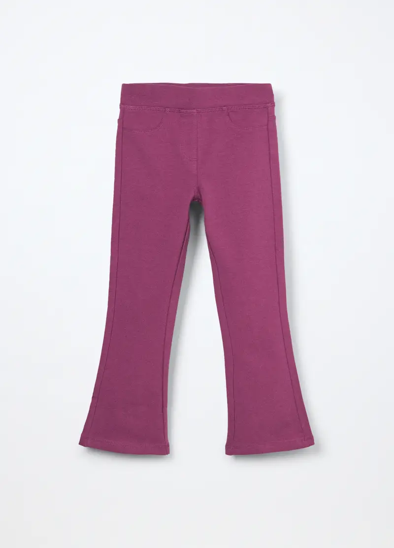 Treggings Flare Fit In Cotone Stretch Bambina, Viola malva