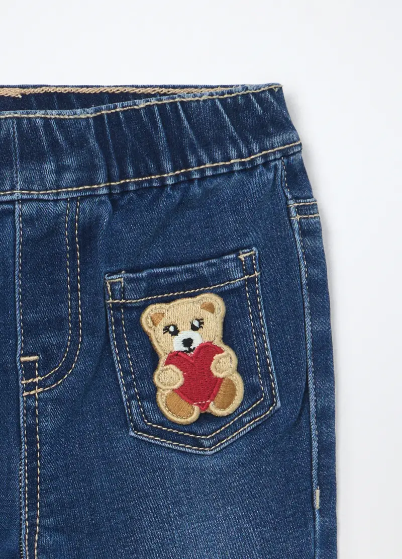 Treggings Flare Fit In Denim Di Misto Cotone Neonata, Bambina, Blu denim miniatura 3