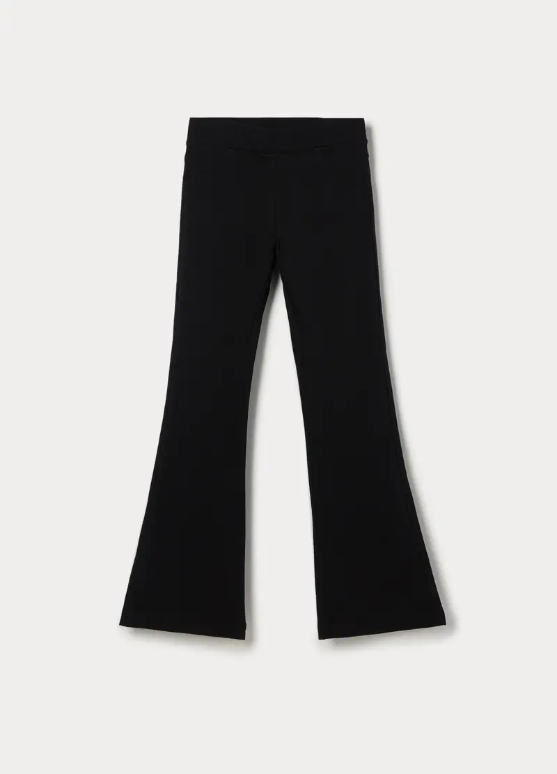 Treggings Flare Fit In French Terry Di Cotone Stretch Ragazza, Bambina, Nero miniatura 3