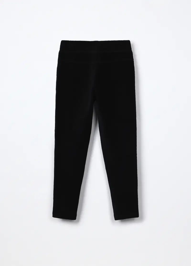 Treggings In Costina Velour Bambina, Nero miniatura 2