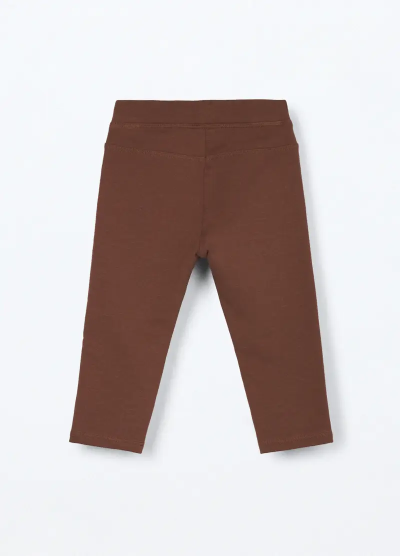 Treggings In Cotone Fleece Stretch Neonata, Bambina, Marrone cioccolato miniatura 2