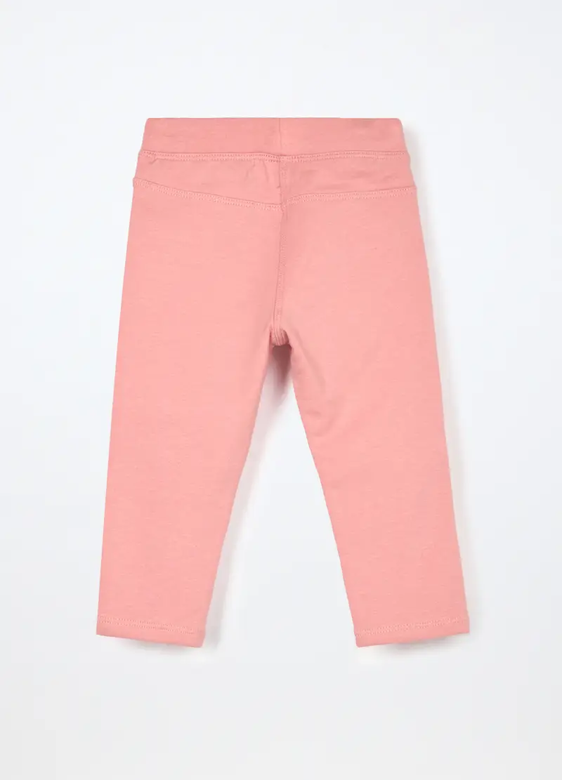 Treggings In Cotone Fleece Stretch Neonata, Bambina, Rosa pastello miniatura 2