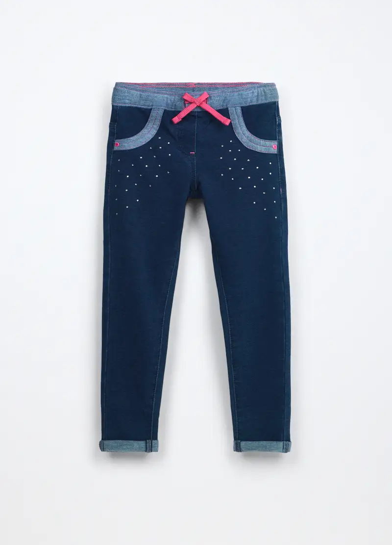 Blukids, Treggings In Denim Misto Cotone Stretch Bambina, Blu denim, Taglia: 3-4
