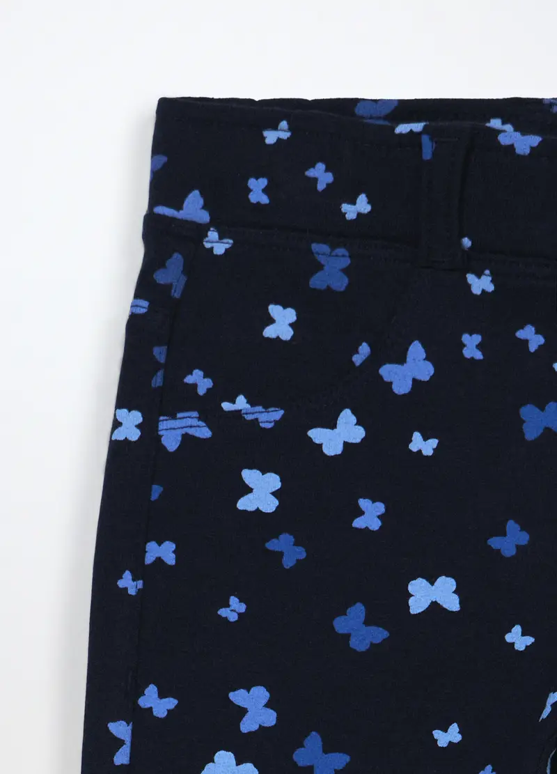 Treggings In French Terry Di Cotone Stretch Bambina, Blu scuro miniatura 3